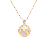 Zodiac Sign Mother of Pearl Coin Necklace