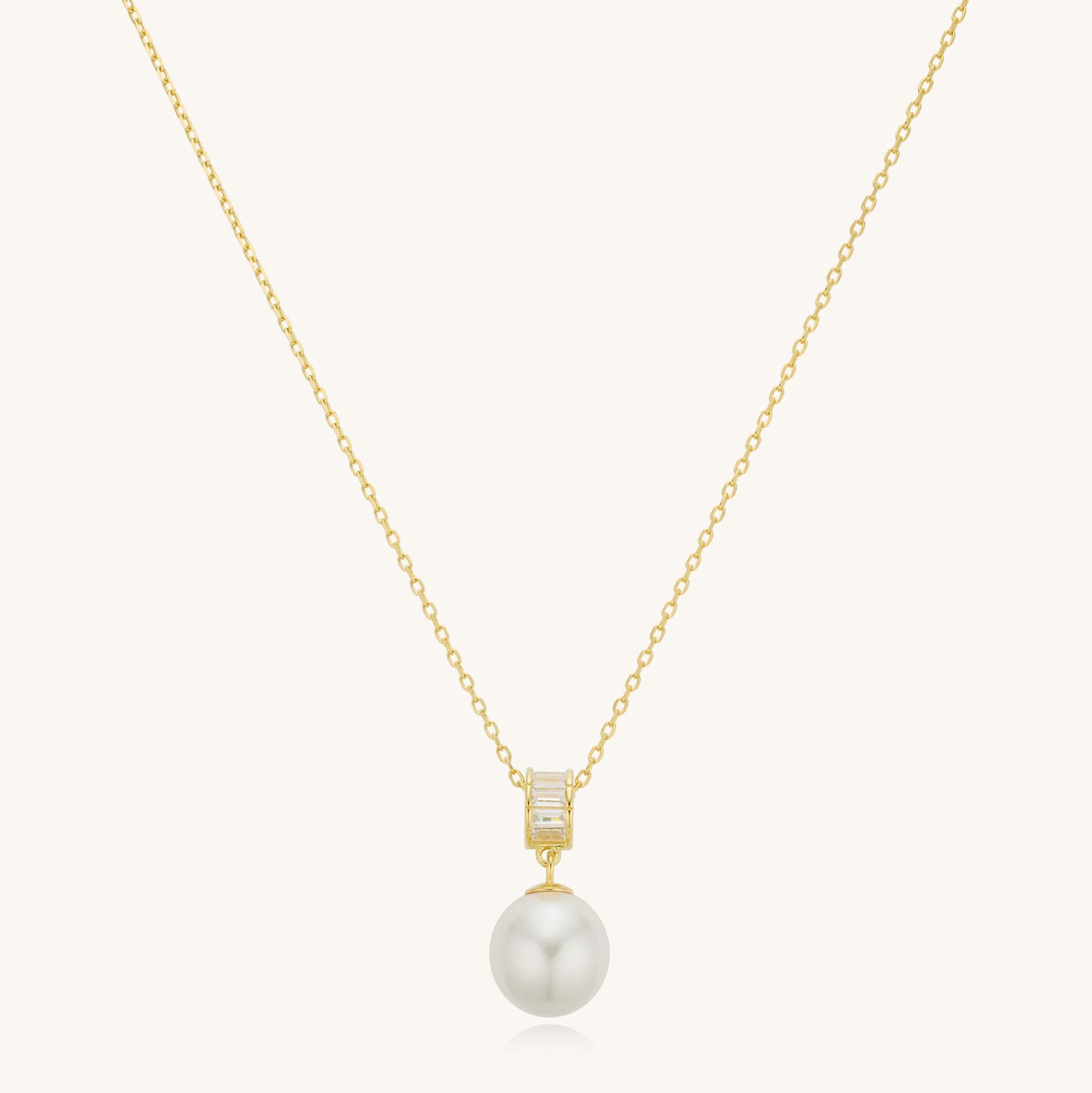 Roller Single Pearl Pendant 18k Gold Vermeil Necklace - Kira LaLa