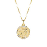 Vintage Zodiac Sign Diamond Coin Necklace