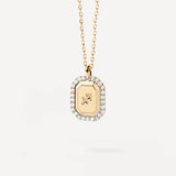 Diamond Zodiac Sign Square Pendant Necklace