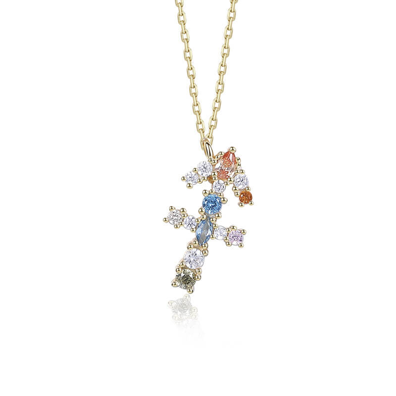 Zodiac Sign Colored Gemstone Necklace