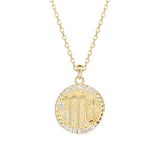 Vintage Zodiac Sign Diamond Coin Necklace