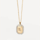 Diamond Zodiac Sign Square Pendant Necklace