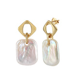 Square Pearl Statement Stud Earrings