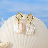 Square Pearl Statement Stud Earrings