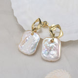 Square Pearl Statement Stud Earrings