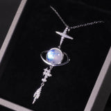 Starlit Moonstone Pendant Necklace