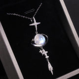 Starlit Moonstone Pendant Necklace