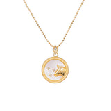 Zodiac Sign Mother of Pearl Coin Necklace