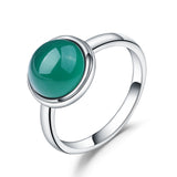 Vintage Green Agate Circle Ring