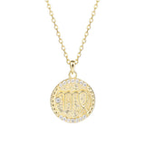 Vintage Zodiac Sign Diamond Coin Necklace