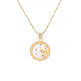 Zodiac Sign Mother of Pearl Coin Necklace