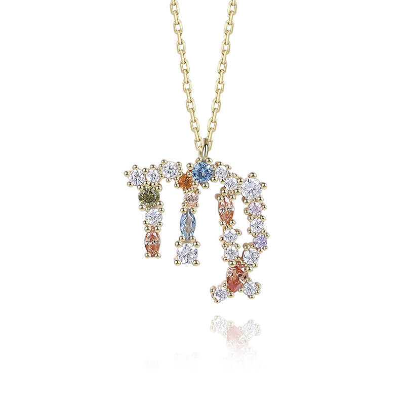 Zodiac Sign Colored Gemstone Necklace
