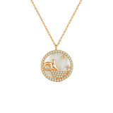 Zodiac Diamond Mother of Pearl Coin Necklace