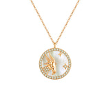 Zodiac Diamond Mother of Pearl Coin Necklace