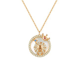 Zodiac Diamond Mother of Pearl Coin Necklace