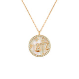 Zodiac Diamond Mother of Pearl Coin Necklace