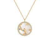 Zodiac Diamond Mother of Pearl Coin Necklace