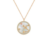 Zodiac Diamond Mother of Pearl Coin Necklace