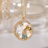 Zodiac Diamond Mother of Pearl Coin Necklace